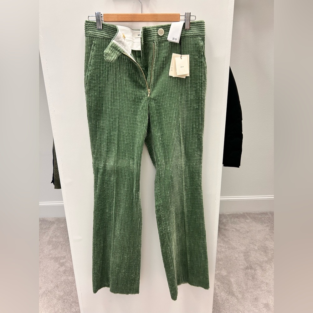 Sandro Green Corduroy Women's Pants FR 38/US 6